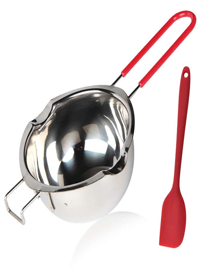 TIYOORTA Stainless Steel Double Boiler Pot, 600ML Updated Melting Pot with Silicone Spatula for Melting Butter,Chocolate, Candy, Cheese and Caramel (Red) - Image 1